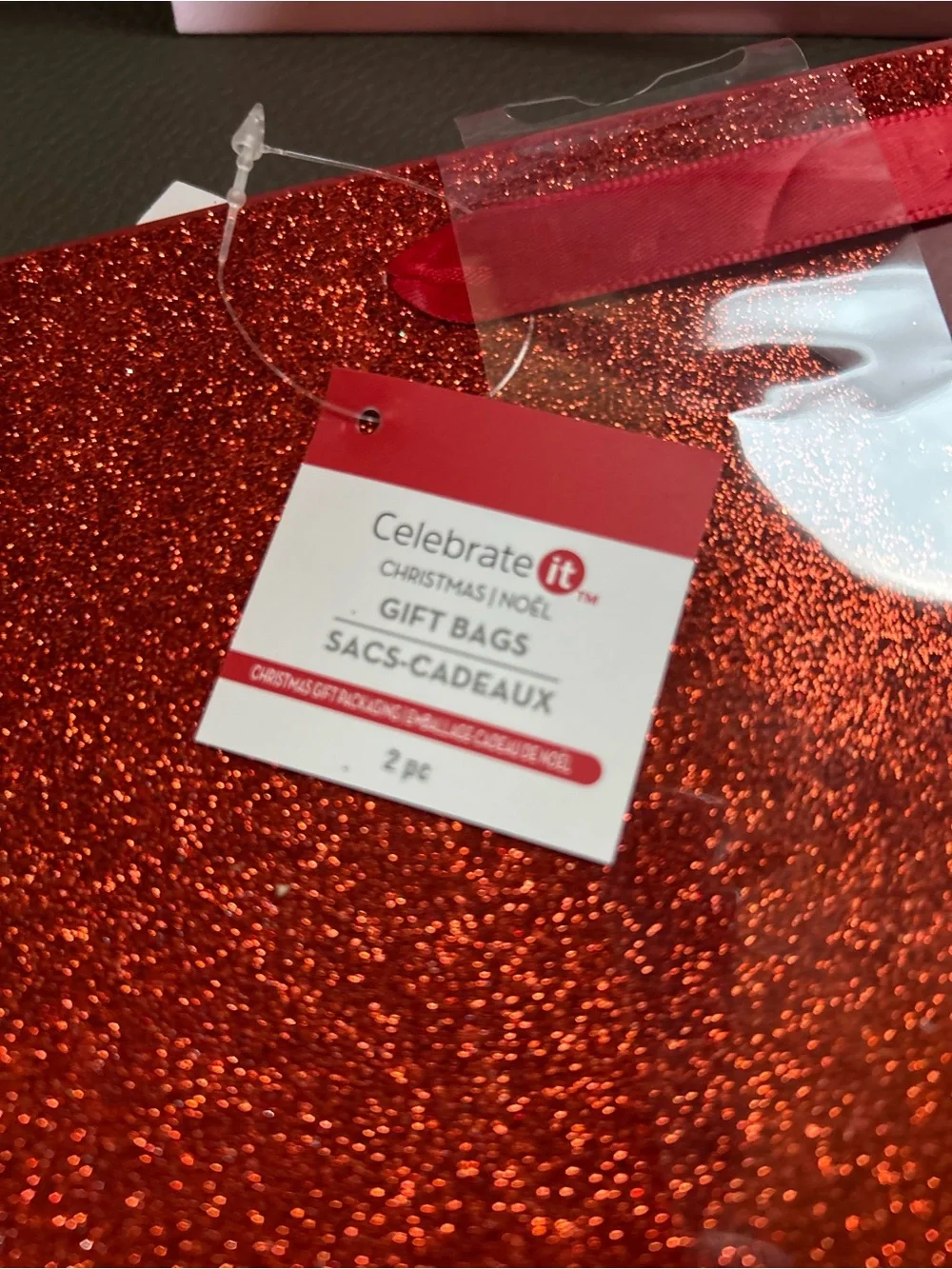 Celebrate It Red Glitter and disco Holiday Gift Bags